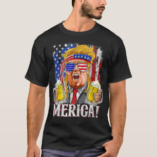 Trump Mullet 4th Of July USA American Flag Merica T-Shirt