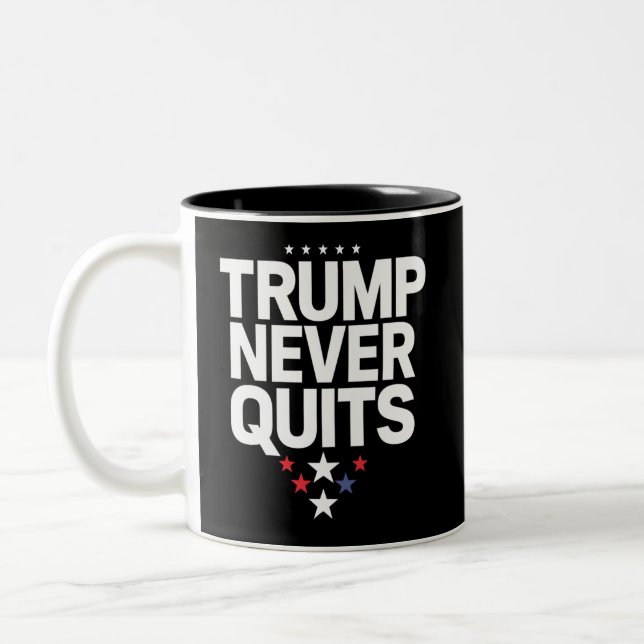 Trump Never Quits Patriotic Vote Trump 2024 Two-Tone Coffee Mug (Left)