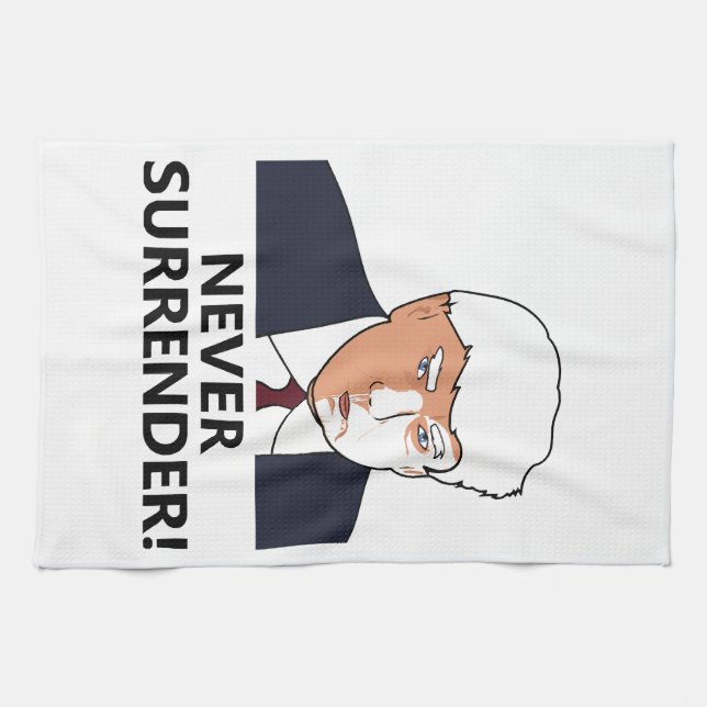 Trump Never Surrender Mug Shot Kitchen Towel (Horizontal)