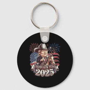 Trump New Year 2025 Patriotic Horse Trump American Keychain