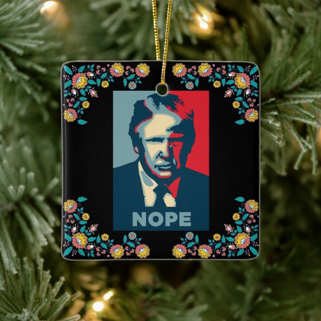 Trump Nope Ceramic Ornament (Tree)
