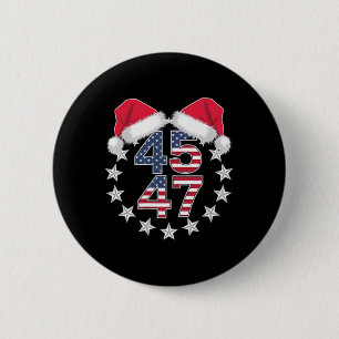 Trump On Back 45 47 President Usa Santa Hat Christ 2 Inch Round Button
