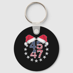 Trump On Back 45 47 President Usa Santa Hat Christ Keychain