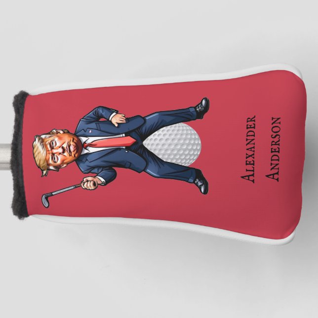 Trump on Golf Ball Personalize Golf Head Cover (Front)