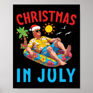 Trump On Inflatable Pool Float Happy Christmas In Poster