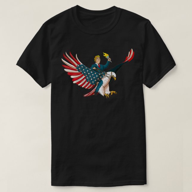 Trump On USA Eagle Cute US 4th Of July Funny Ameri T-Shirt (Design Front)
