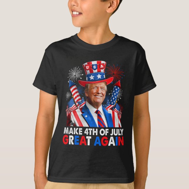 Trump Patriotic Firework Make 4th Of July Great Ag T-Shirt (Front)