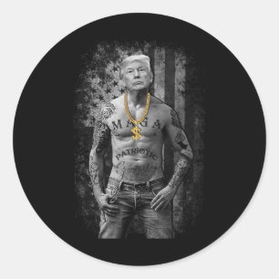 Trump Patriotic Gangster - Anti-liberal Republican Classic Round Sticker