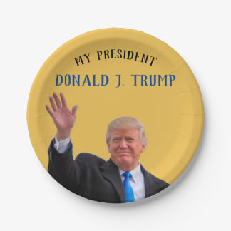 Trump Patriotic 🚗 USA He's My President Paper Plate