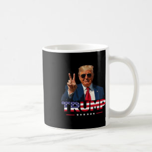 Trump Peace Sign Hand Usa Flag Trump 2024  Coffee Mug