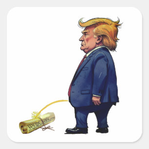 Trump Pees on Constitution Square Sticker
