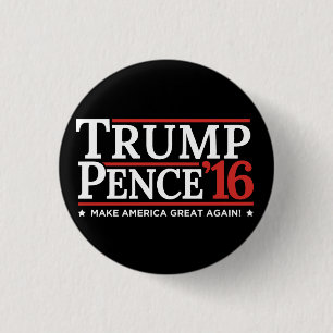 Trump Pence 2016 Election Button Black