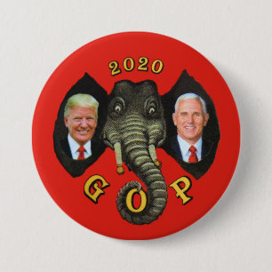 Trump Pence 2020 GOP Elephant 3 Inch Round Button