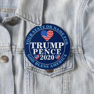 Trump Pence 2020 Hearts Collectable Political 4 Inch Round Button
