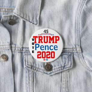 Trump Pence 2020 Red White Blue 3 Inch Round Button