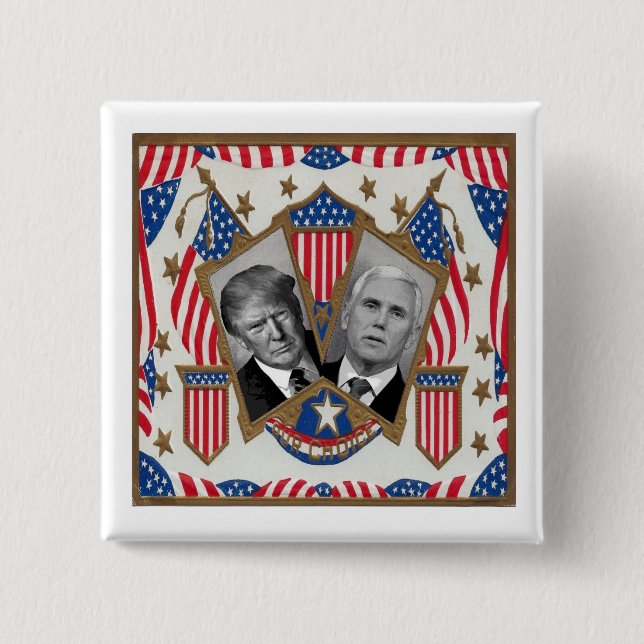 Trump & Pence 2 Inch Square Button (Front)