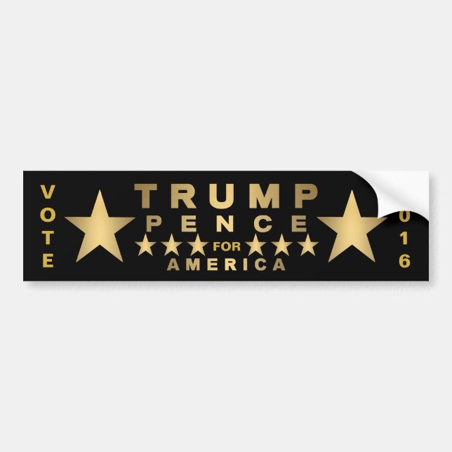 Trump Pence Gold Tone Election Swag For Your Car Bumper Sticker (Front)
