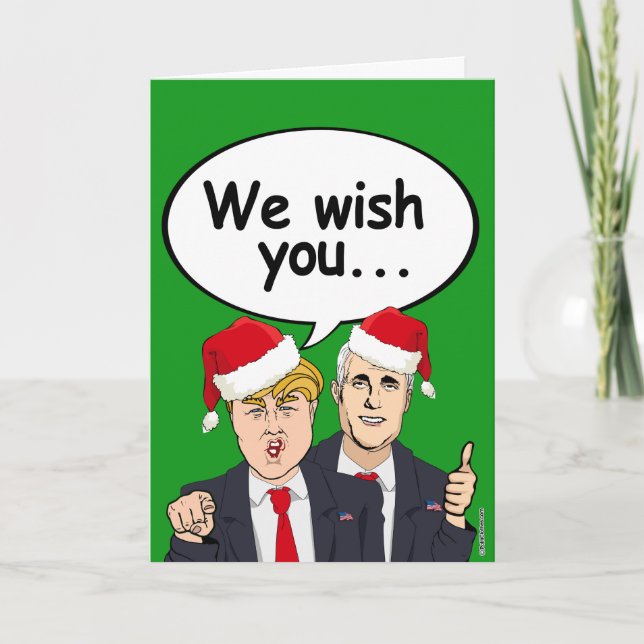 Trump Pence wish you Ameri-Christmas Holiday Card (Front)