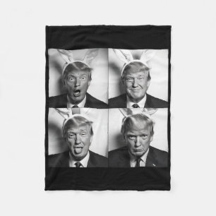 Trump Photobooth In Bunny Easter Ears Funny Usa Me Fleece Blanket