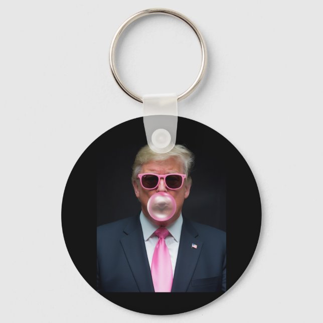 Trump Pink Bubble Gum President 47 USA Keychain (Front)