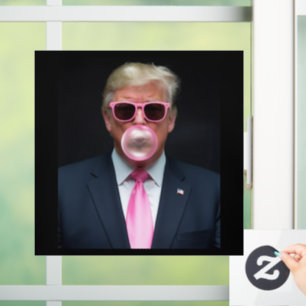 Trump Pink Bubble Gum President 47 USA Window Cling