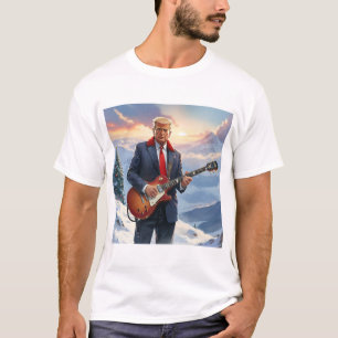 Trump playing Electric Guitar by Christmas Tree T-Shirt