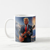 Trump Playing Electric Guitar Mount Rushmore MAGA