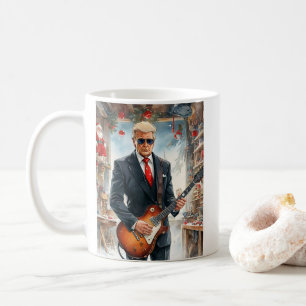 Trump Playing Electric Guitar SANTA CLAUS workshop Coffee Mug