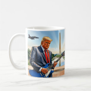 Trump Playing Electric Guitar Washington Monument Coffee Mug