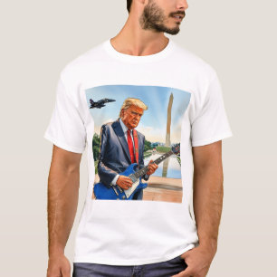 Trump Playing Electric Guitar Washington Monument T-Shirt