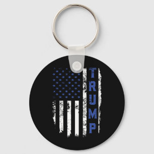 Trump Police Thin Blue Line Republican Cop Usa Fla Keychain