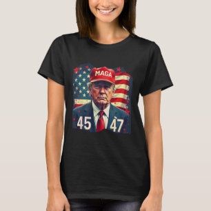 Trump President 45-47 Mega Us Flag T-Shirt