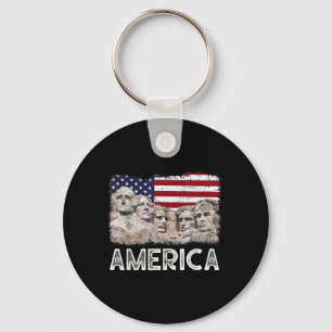 Trump President 45th Rushmore Mount American Flag  Keychain