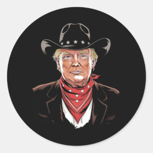 Trump President Cowboy Patriotic Classic Round Sticker