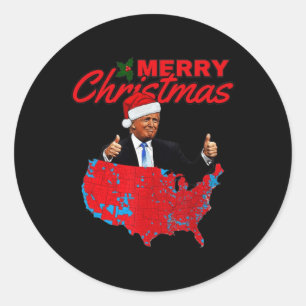 Trump Presidential Election Results Map Funny Chri Classic Round Sticker