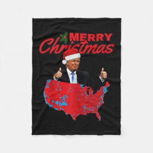 Trump Presidential Election Results Map Funny Chri Fleece Blanket