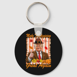 Trump Pumpkin Funny Make Thanksgiving Great Again  Keychain