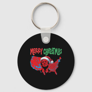 Trump Red Election Map Merry Christmas Trump Winne Keychain