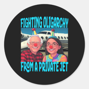 Trump Republican Fight Oligarchy From Private Jet Classic Round Sticker