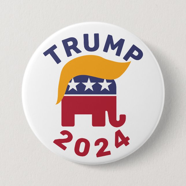 Trump Republican Round Button, Large, 3 Inch Button (Front)