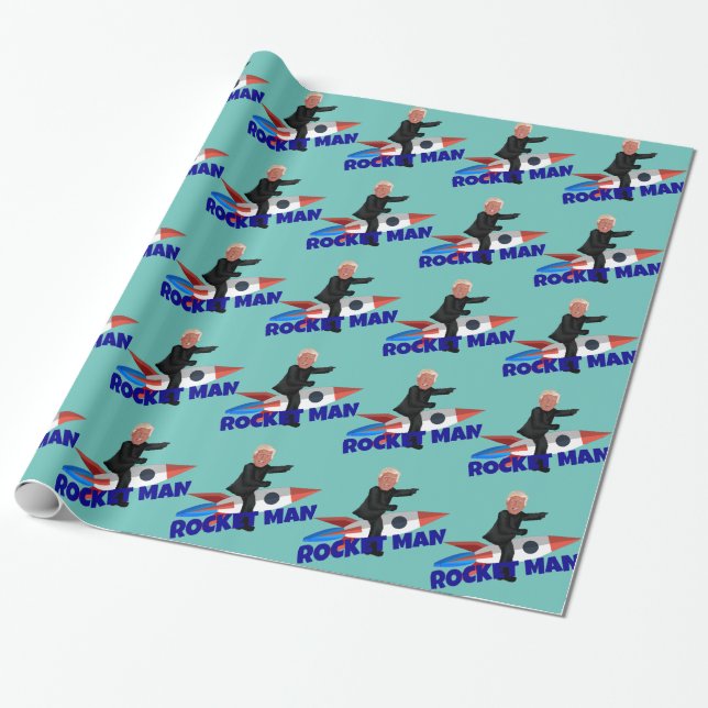Trump Rides a Rocket Wrapping Paper (Unrolled)