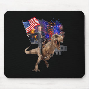 Trump Riding A Dinosaur T-rex Suppor Trump 2020 Mouse Pad