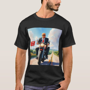 Trump riding Motorcycle past 47 sign Beautiful USA T-Shirt