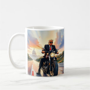 Trump Riding Motorcycle US Capitol Washington DC Coffee Mug
