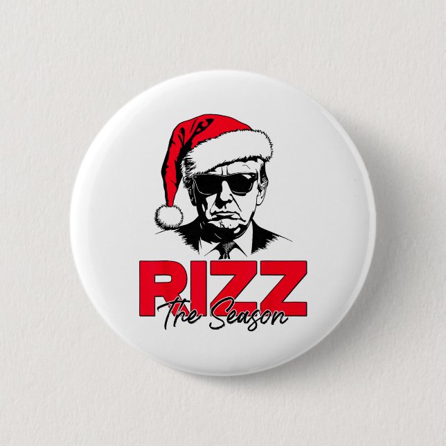 Trump Rizz The Season Funny Trump 2024 Xmas Pink S 2 Inch Round Button (Front)