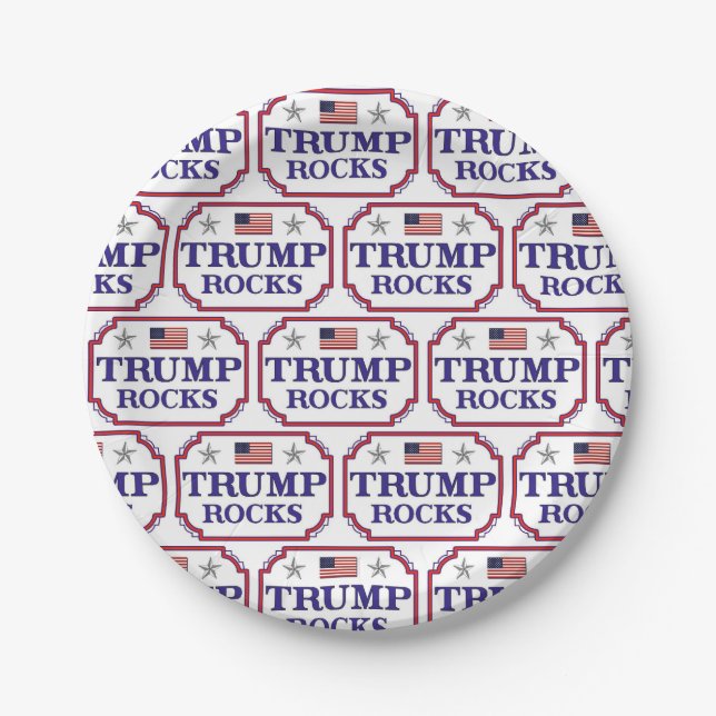 Trump Rocks Paper Plate (Front)