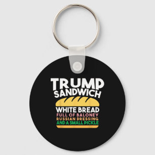 Trump Sandwich White Bread Full Of Baloney Russian Keychain