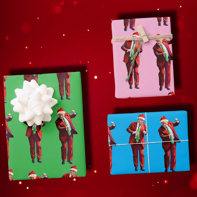 Trump Santa Claus | Trump Dance Christmas Gift Wrapping Paper Sheet (Creator Uploaded)