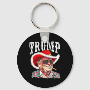 Trump Santa Cowboy Hat Christmas Texas Western How Keychain