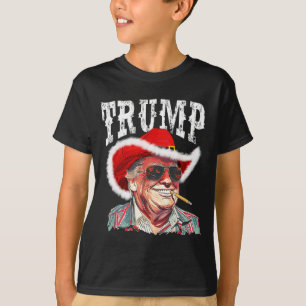 Trump Santa Cowboy Hat Christmas Texas Western How T-Shirt